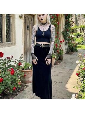 Black Velvet Gothic Maxi Skirt  105